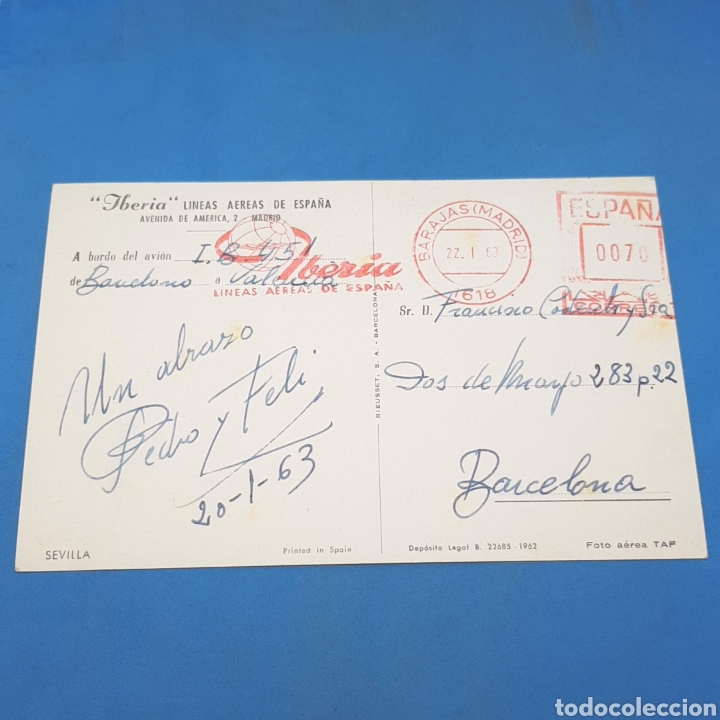 Postales: (ST.13) POSTAL CIRCULADA . SEVILLA. MATASELLO IBERIA - Foto 2