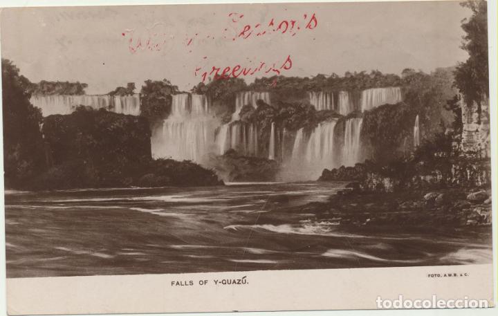 Postales: Argentina. Foto-Postal, Falls of Y-guaz&uacute; (Cataratas de Yguaz&uacute;) Franqueado y fechado en 191?