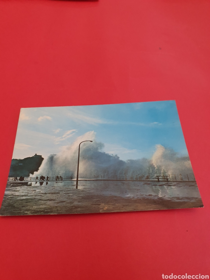 Postales: San Sebasti&aacute;n.Temporal en el Paseo.Circulada - Foto 1