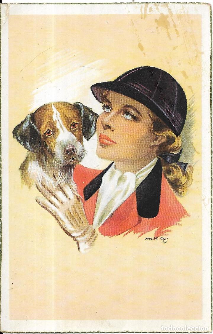 Postales: :::: PH130 - POSTAL - JOVEN CON PERRITO - Foto 1