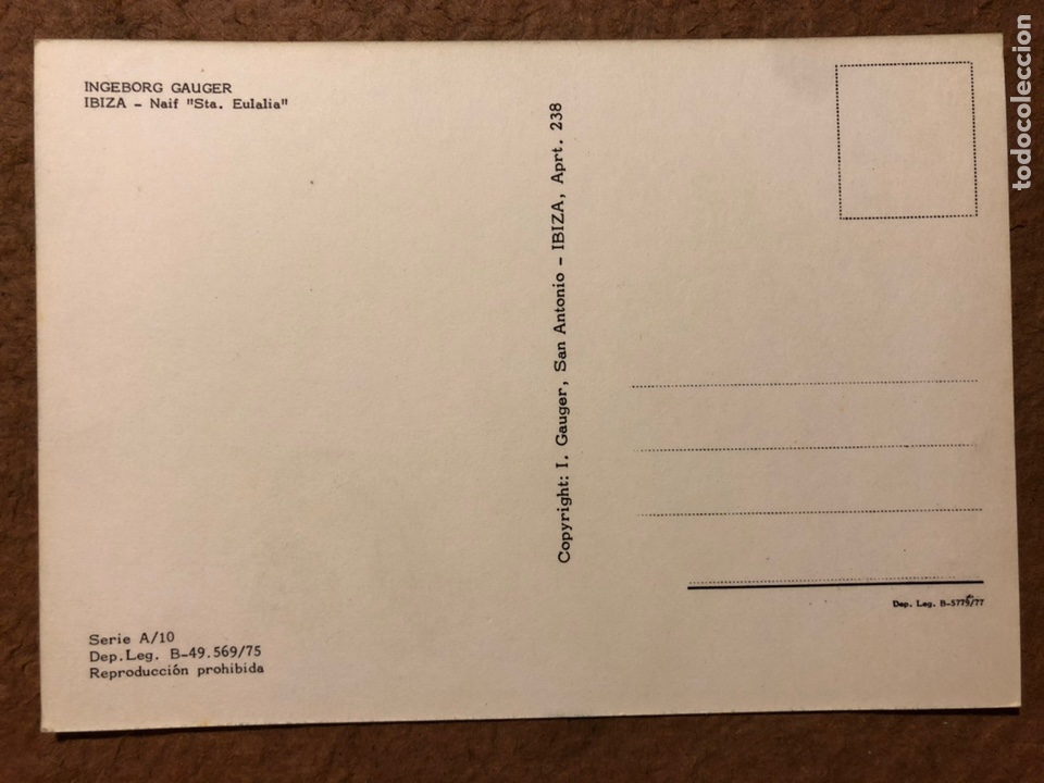 Postales: INGEBORG GAUGER &ldquo;IBIZA&rdquo;. POSTAL SIN CIRCULAR (1975). - Foto 2