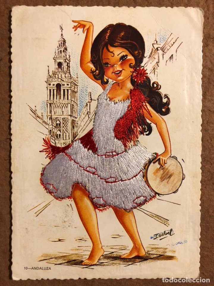 Postkarten: POSTAL ANDALUZA CON VESTIDO BORDADO CON HILO - POSTALES ALCAL&Aacute; - 10 X 14,5 CMS .