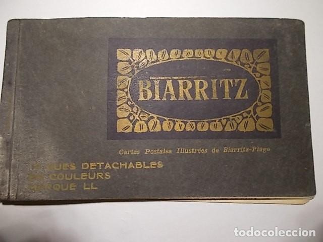 Postales: antiguo talonario con 4 postales coloreadas de BIARRITZ - Foto 1