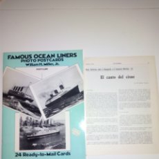 Postales: LIBRO DE POSTALES FAMOUS OCEAN LINERS. Lote 199715498