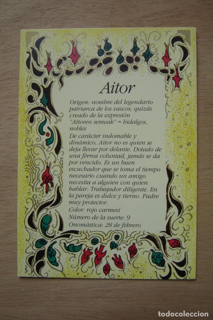 Postales: Tarjeta postal- Con el origen del nombre - Aitor - Foto 1