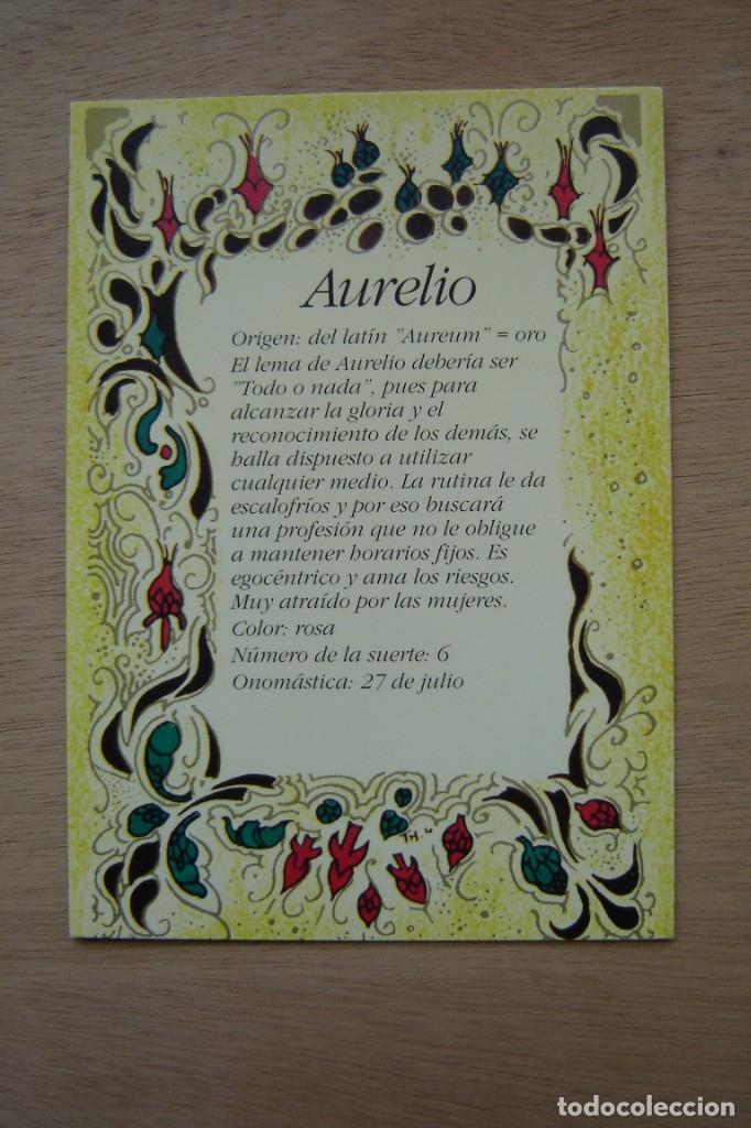 Postales: Tarjeta postal- Con el origen del nombre -  Aurelio - Foto 1
