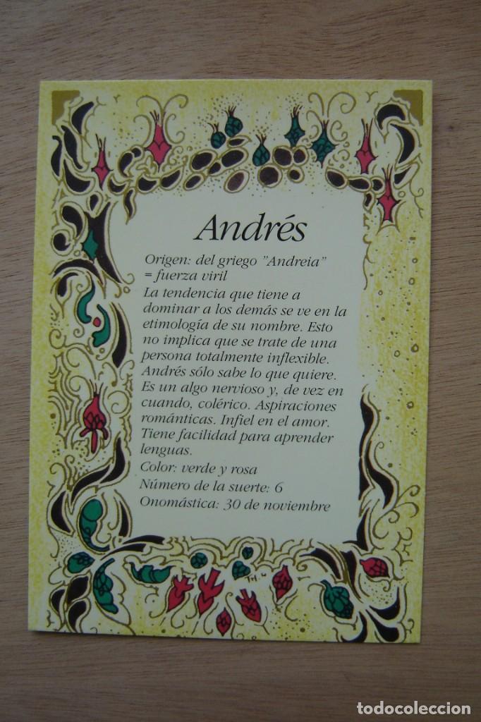 Postales: Tarjeta postal- Con el origen del nombre - Andr&eacute;s - Foto 1