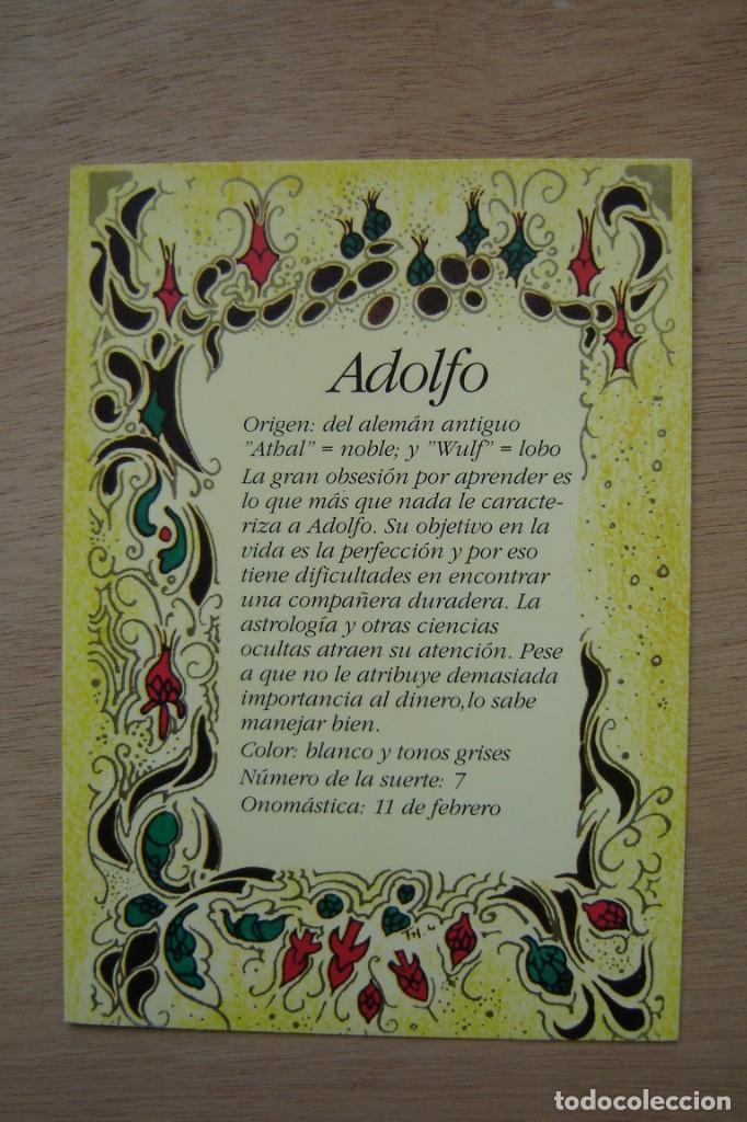 Postales: Tarjeta postal- Con el origen del nombre - Adolfo - Foto 1
