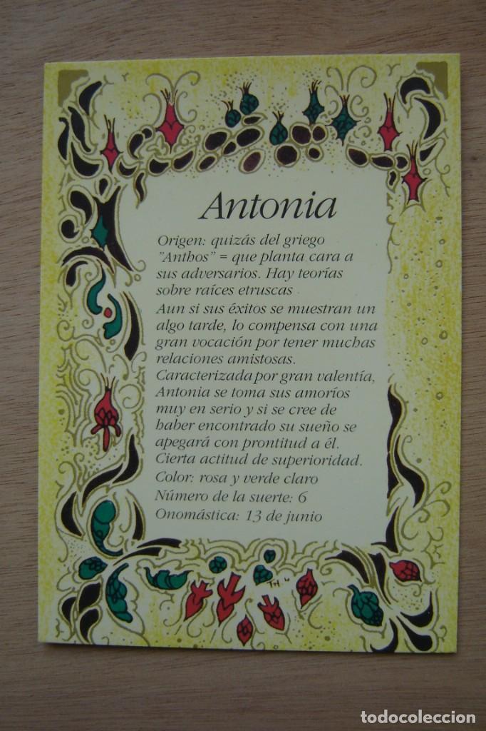 Postales: Tarjeta postal- Con el origen del nombre - Antonia - Foto 1