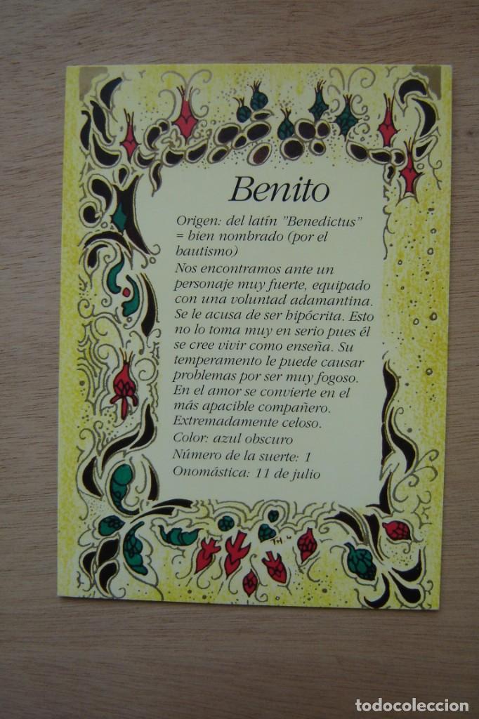 Postales: Tarjeta postal- Con el origen del nombre - Benito - Foto 1