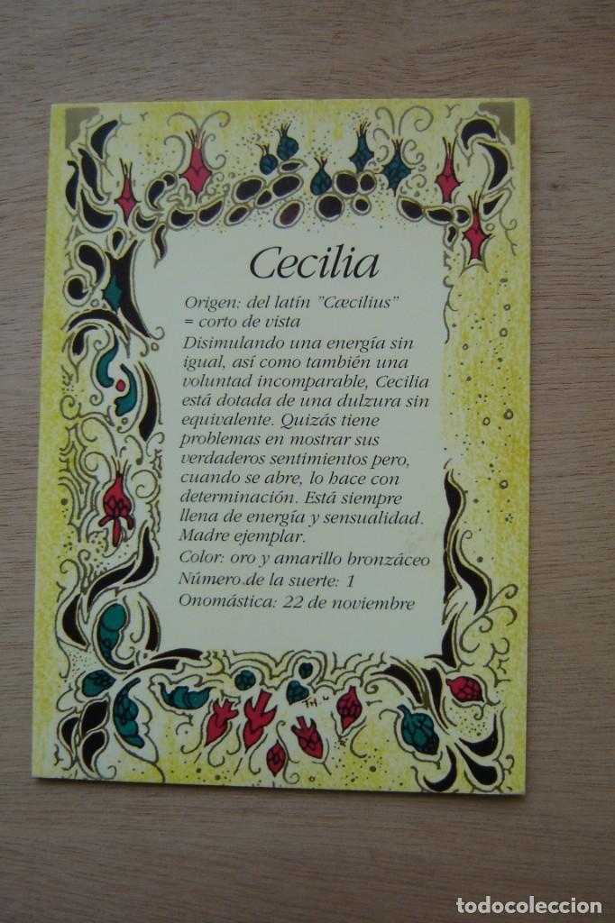 Postales: Tarjeta postal- Con el origen del nombre - Cecilia - Foto 1