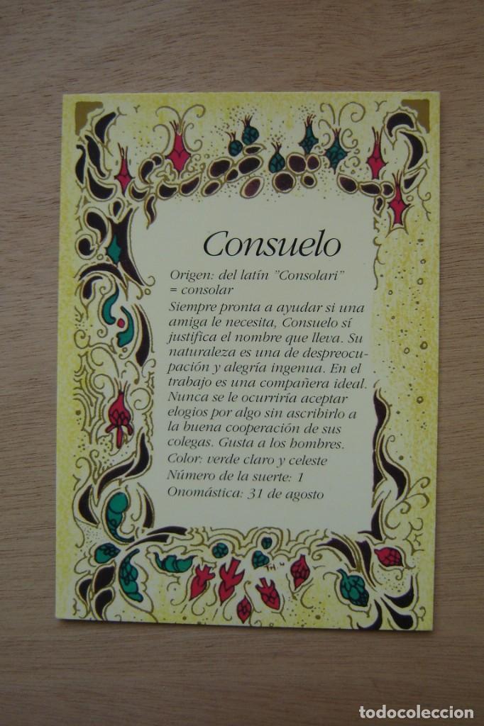 Postales: Tarjeta postal- Con el origen del nombre - Consuelo - Foto 1
