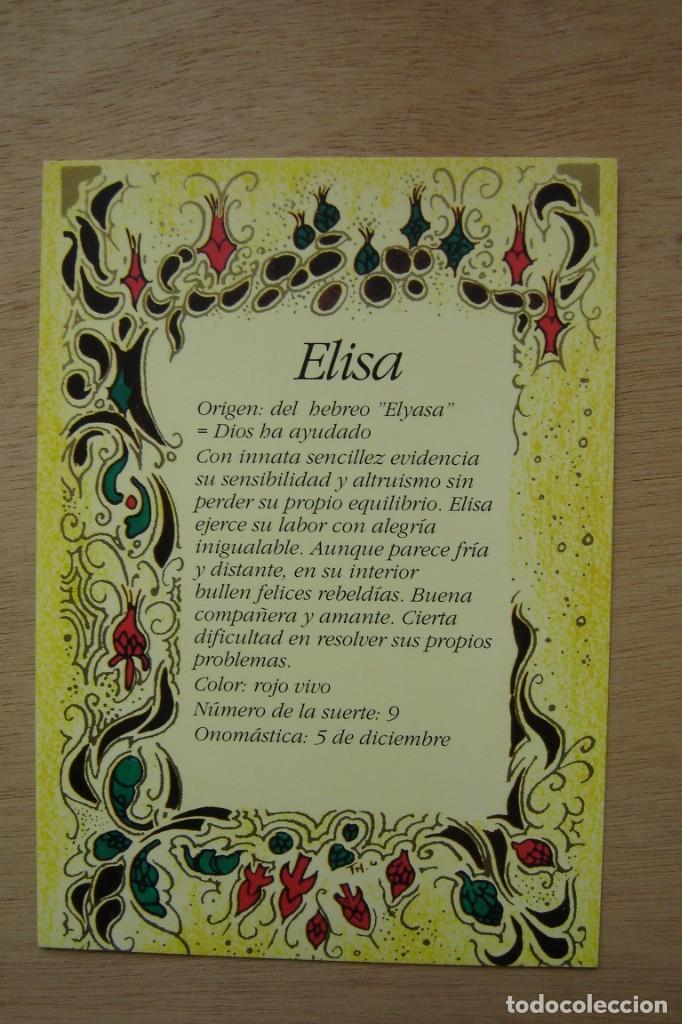 Postales: Tarjeta postal- Con el origen del nombre - Elisa - Foto 1