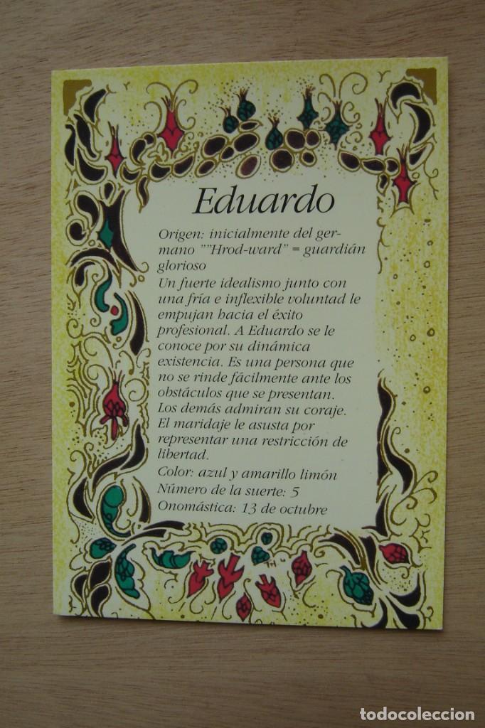 Postales: Tarjeta postal- Con el origen del nombre - Eduardo - Foto 1