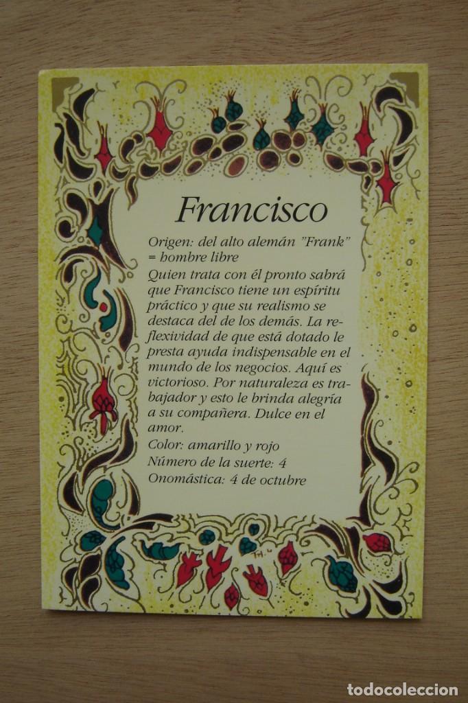 Postales: Tarjeta postal- Con el origen del nombre - Francisco - Foto 1