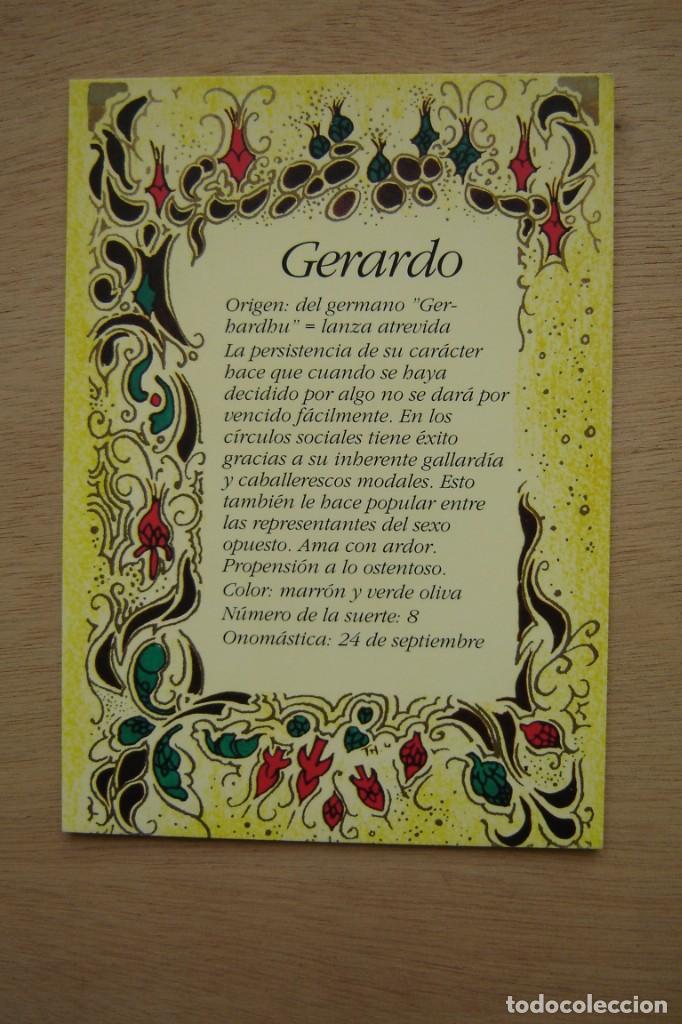 Postales: Tarjeta postal- Con el origen del nombre - Gerardo - Foto 1