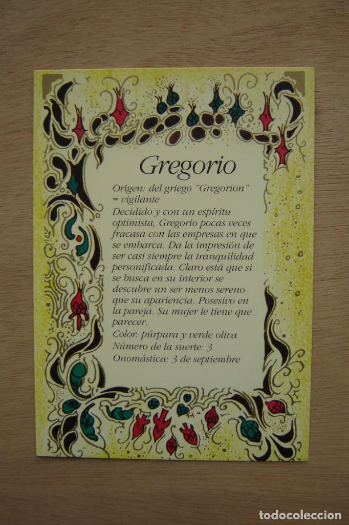 Postales: Tarjeta postal- Con el origen del nombre - Gregorio - Foto 1
