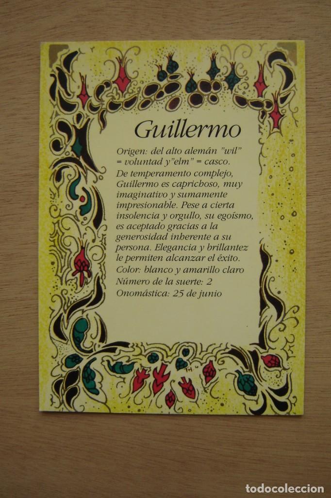 Postales: Tarjeta postal- Con el origen del nombre - Guillermo - Foto 1