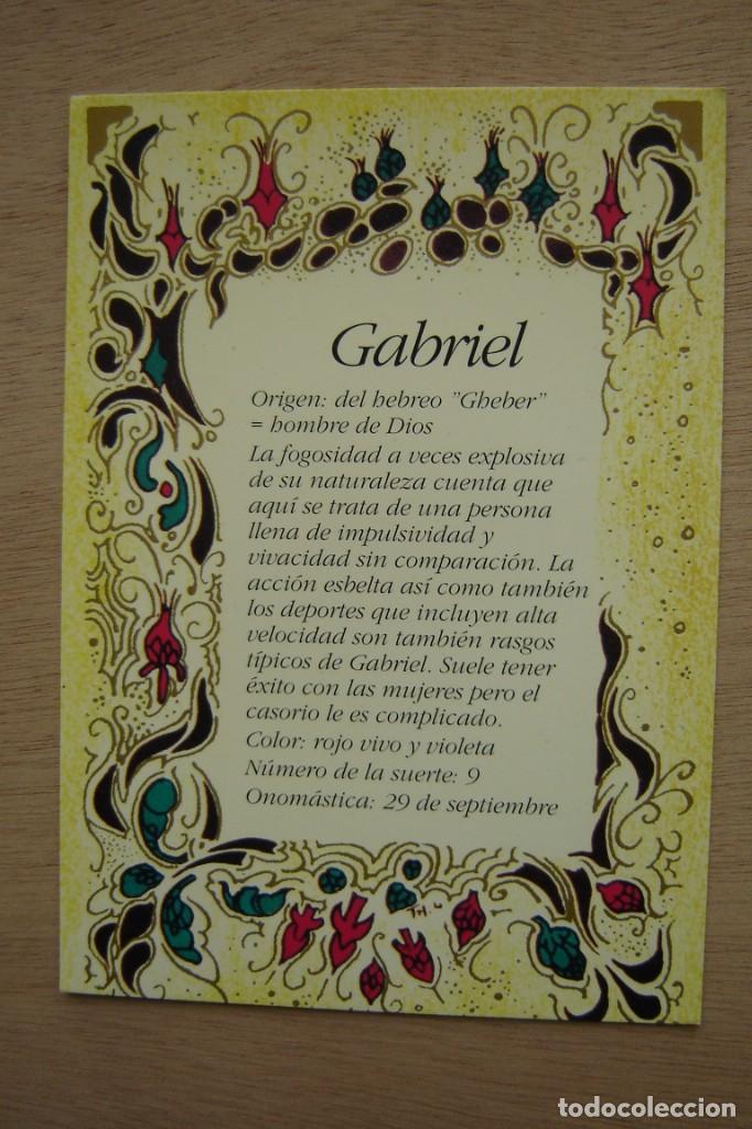 Postales: Tarjeta postal- Con el origen del nombre - Gabriel - Foto 1