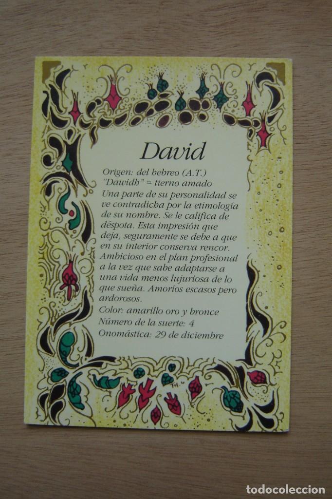 Postales: Tarjeta postal- Con el origen del nombre - David - Foto 1