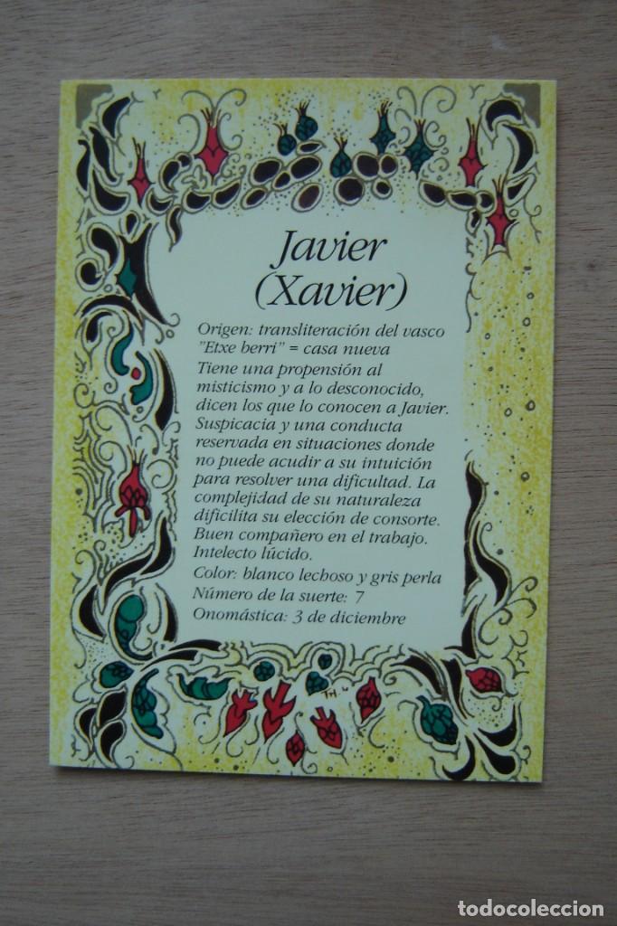 Postales: Tarjeta postal- Con el origen del nombre -Javier - Xavier - Foto 1