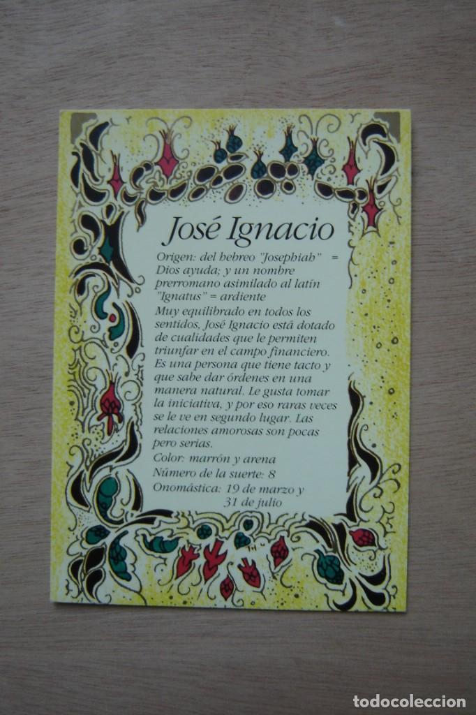 Postales: Tarjeta postal- Con el origen del nombre -Jos&eacute; Ignacio - Foto 1