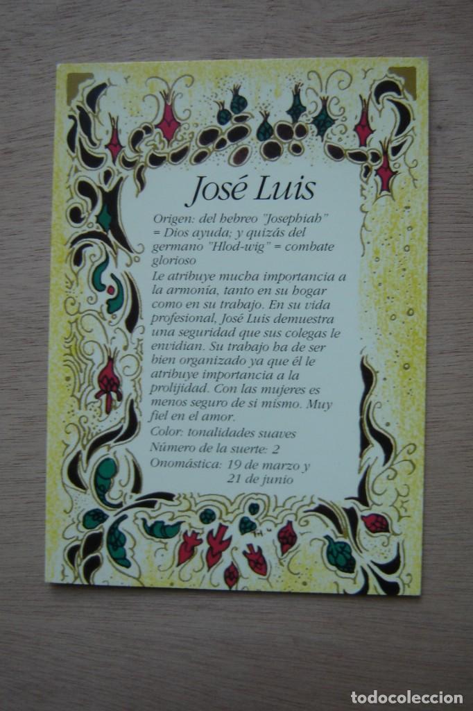 Postales: Tarjeta postal- Con el origen del nombre -Jos&eacute; Luis - Foto 1