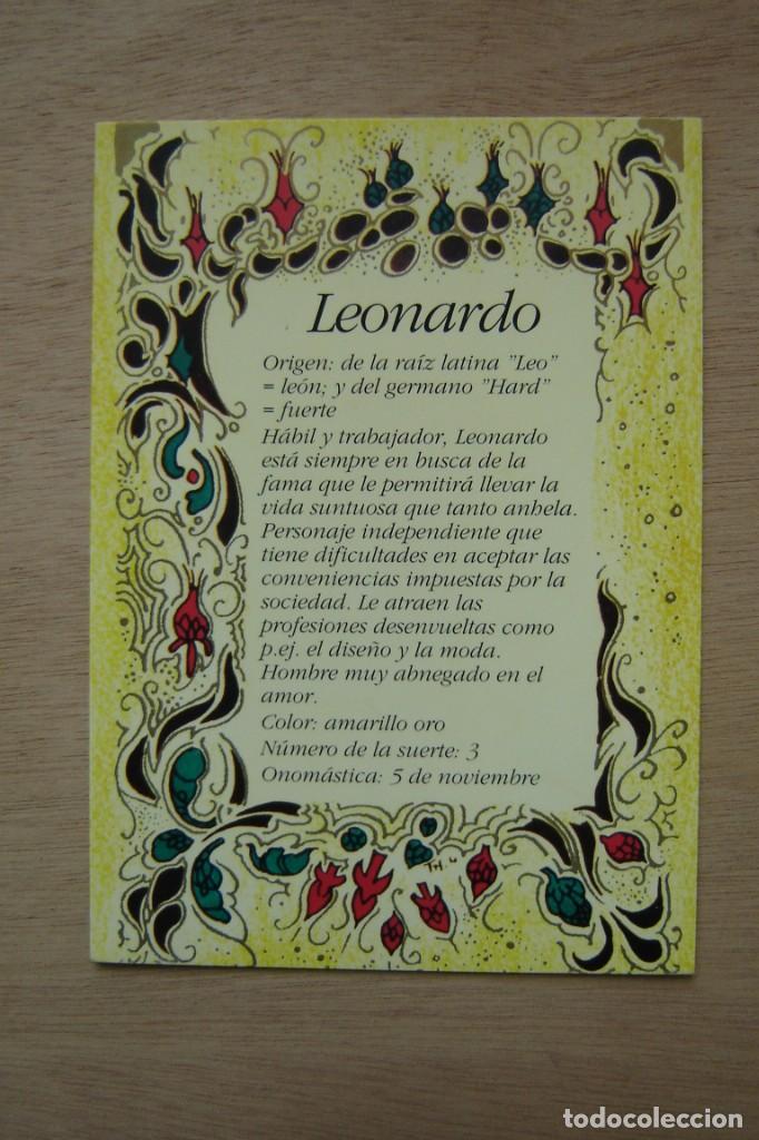 Postales: Tarjeta postal- Con el origen del nombre - Leonardo - Foto 1