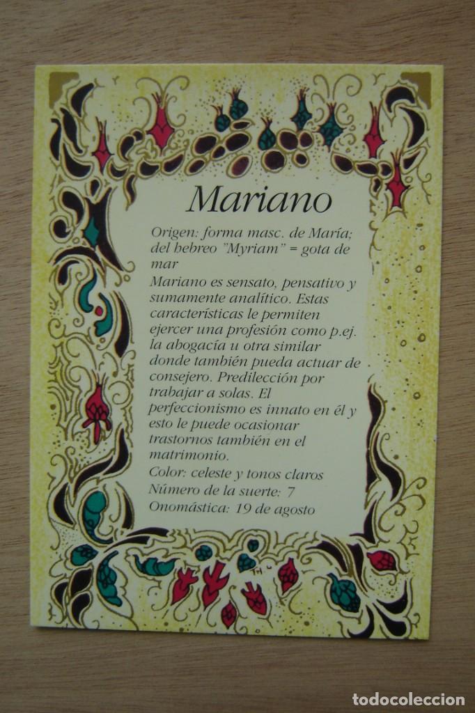Postales: Tarjeta postal- Con el origen del nombre - Mariano - Foto 1