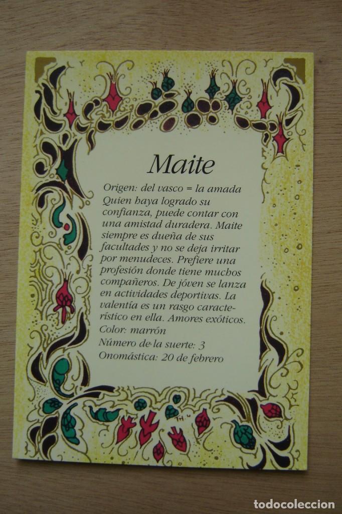 Postales: Tarjeta postal- Con el origen del nombre - Maite - Foto 1