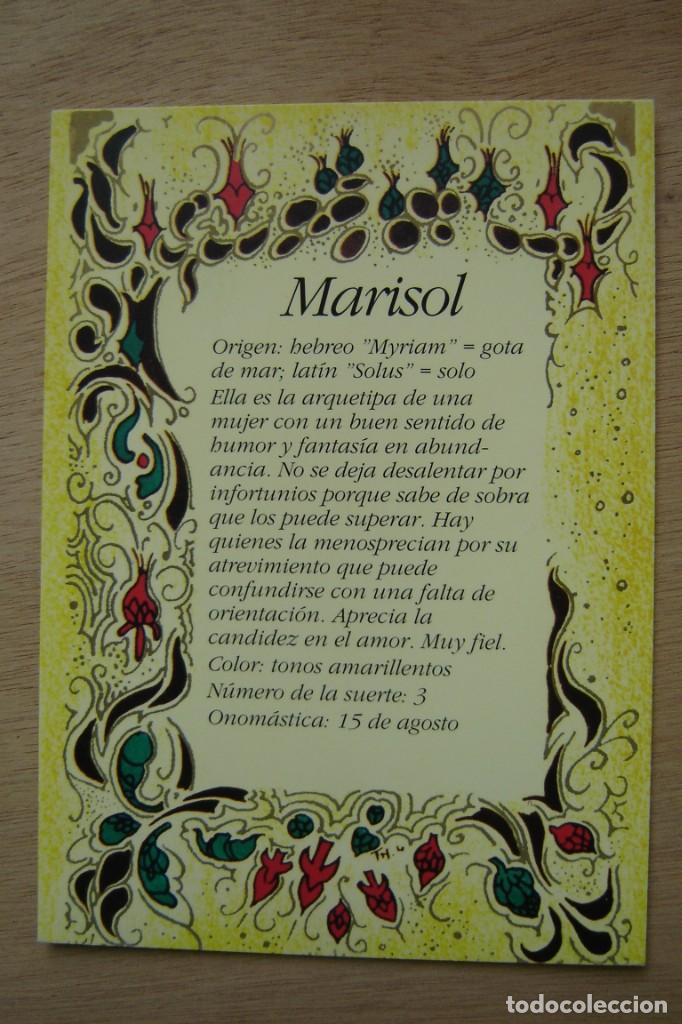 Postales: Tarjeta postal- Con el origen del nombre - Marisol - Foto 1
