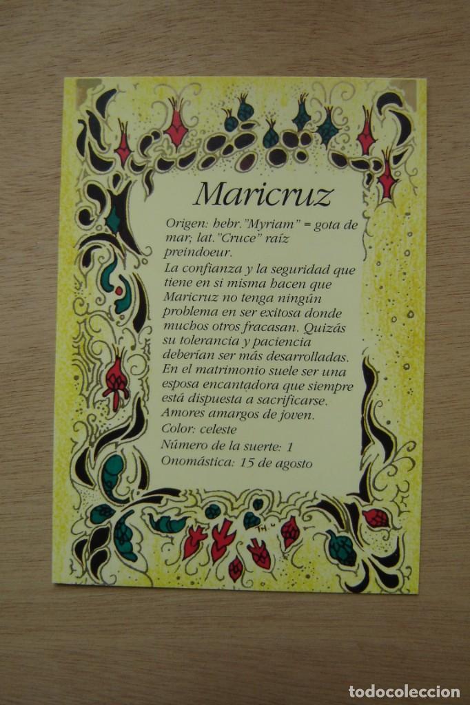 Postales: Tarjeta postal- Con el origen del nombre - Maricruz - Foto 1
