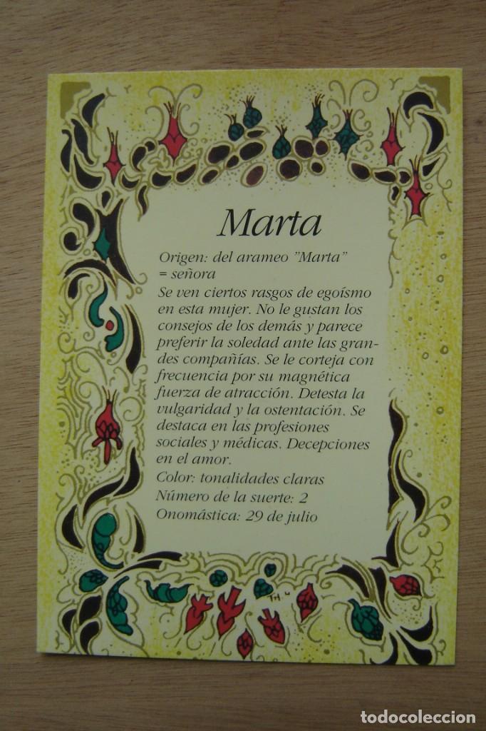 Postales: Tarjeta postal- Con el origen del nombre - Marta - Foto 1