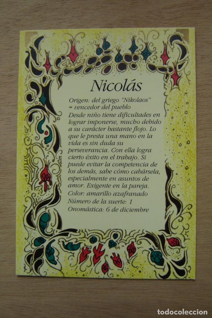 Postales: Tarjeta postal- Con el origen del nombre - Nicol&aacute;s - Foto 1