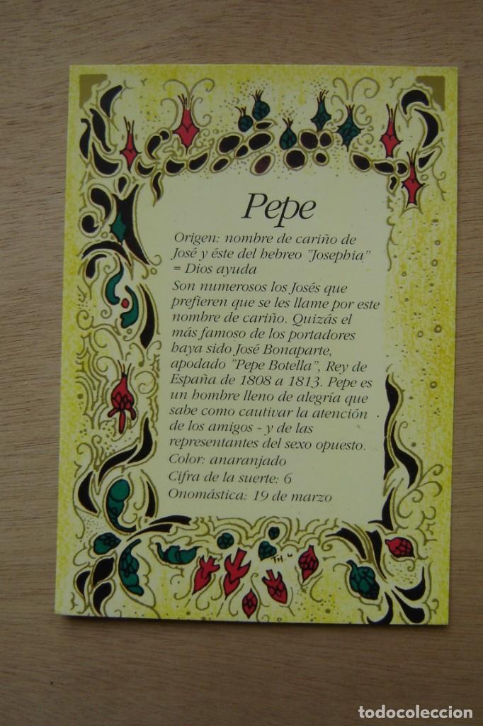 Postales: Tarjeta postal- Con el origen del nombre - Pepe - Foto 1