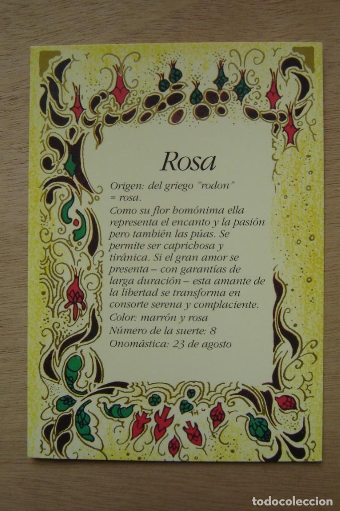 Postales: Tarjeta postal- Con el origen del nombre - Rosa - Foto 1