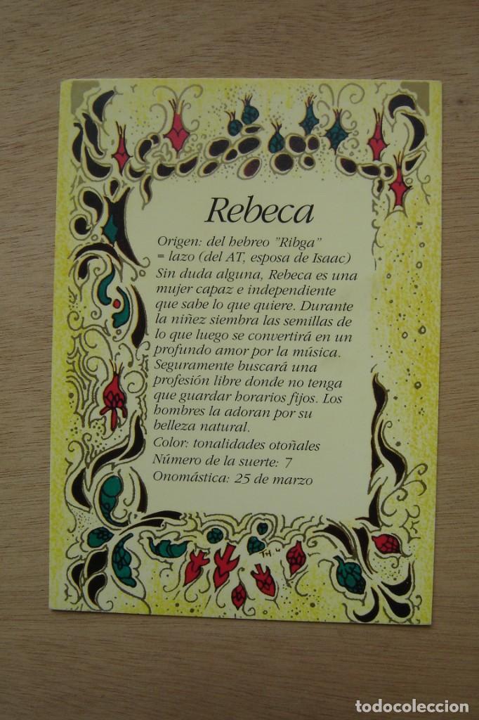 Postales: Tarjeta postal- Con el origen del nombre - Rebeca - Foto 1