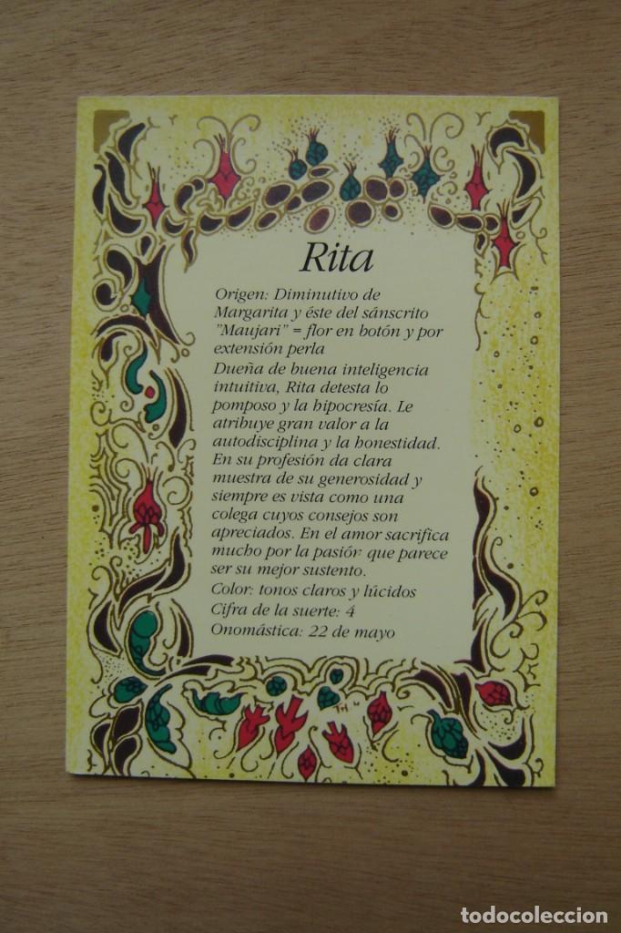 Postales: Tarjeta postal- Con el origen del nombre - Rita - Foto 1