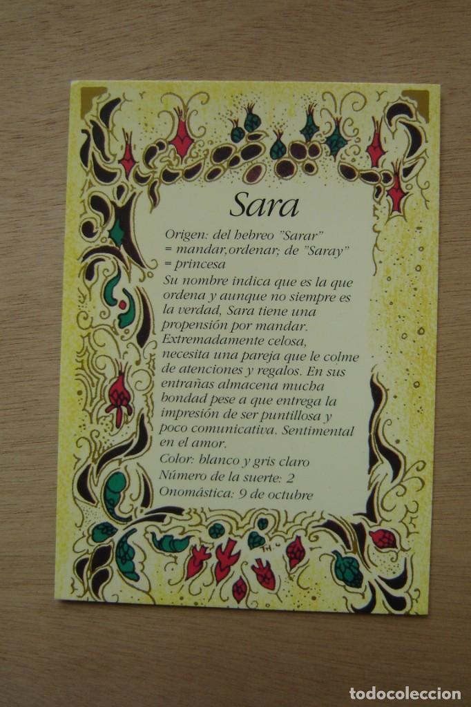 Postales: Tarjeta postal- Con el origen del nombre - Sara - Foto 1
