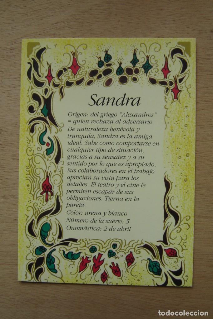 Postales: Tarjeta postal- Con el origen del nombre - Sandra - Foto 1
