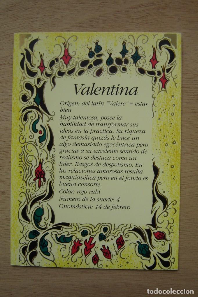 Postales: Tarjeta postal- Con el origen del nombre - Valentina - Foto 1