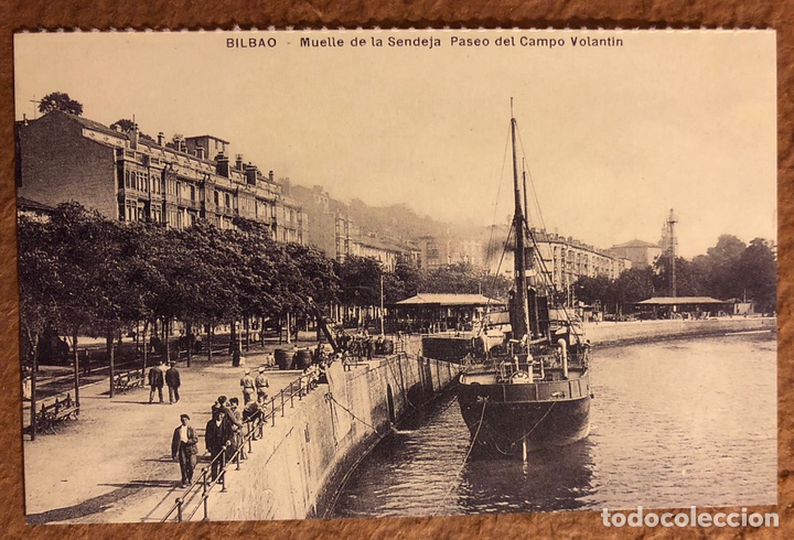 Postales: BILBAO, MUELLE DE LA SENDEJA, PASEO DEL CAMPO VOLANTIN. POSTAL SIN CIRCULAR COLECCI&Oacute;N BBK Y DEIA - Foto 1