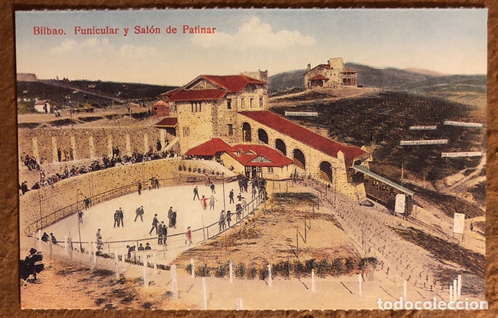 Postales: BILBAO, FUNICULAR Y SAL&Oacute;N DE PATINAR. POSTAL SIN CIRCULAR COLECCI&Oacute;N BBK Y DEIA. - Foto 1