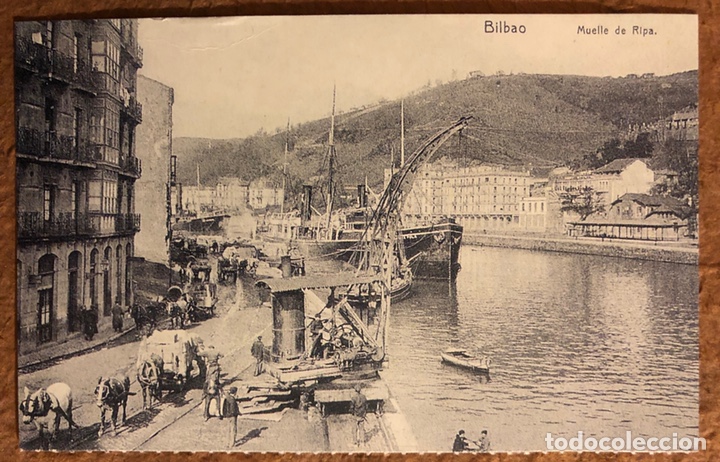 Postales: BILBAO, MUELLE DE RIPA. POSTAL SIN CIRCULAR COLECCI&Oacute;N BBK Y DEIA. - Foto 1
