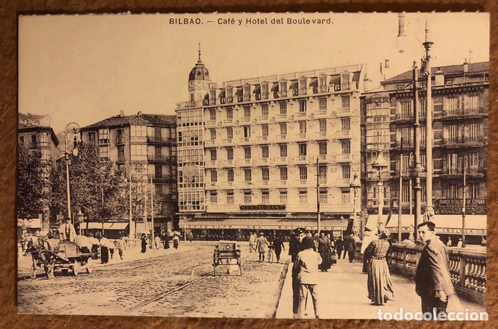 Postales: BILBAO, CAF&Eacute; Y HOTEL DEL BOULEVARD. POSTAL SIN CIRCULAR COLECCI&Oacute;N BBK Y DEIA. - Foto 1