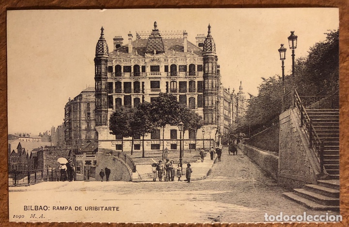 Postales: BILBAO, RAMPA DE URIBITARTE. POSTAL SIN CIRCULAR COLECCI&Oacute;N BBK Y DEIA. - Foto 1