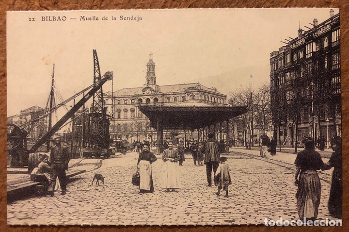Postales: BILBAO, MUELLE DE LA SENDEJA. POSTAL SIN CIRCULAR COLECCI&Oacute;N BBK Y DEIA. - Foto 1