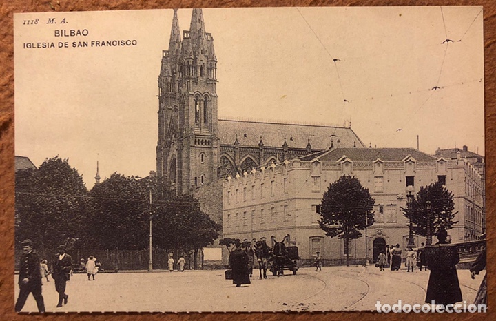 Postales: BILBAO, IGLESIA DE SAN FRANCISCO. POSTAL SIN CIRCULAR COLECCI&Oacute;N BBK Y DEIA. - Foto 1