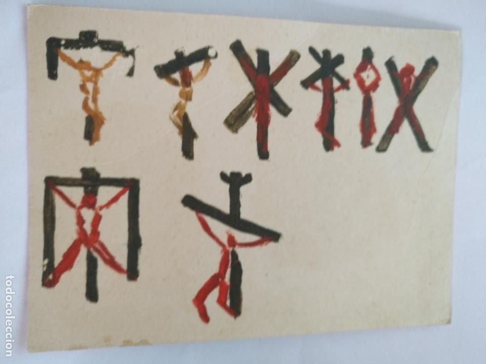 Cartoline: HAGA SU OFERTA --- RARA POSTAL DIFICIL DE CATOLOGAR - CRISTO CRUFICADO PINTADO A MANO