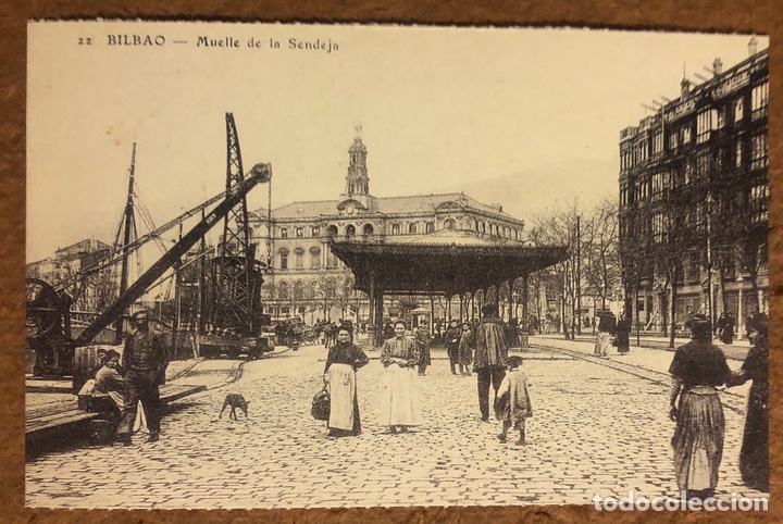 Postales: BILBAO, MUELLE DE LA SENDEJA. POSTAL SIN CIRCULAR COLECCI&Oacute;N BBK Y DEIA. - Foto 1